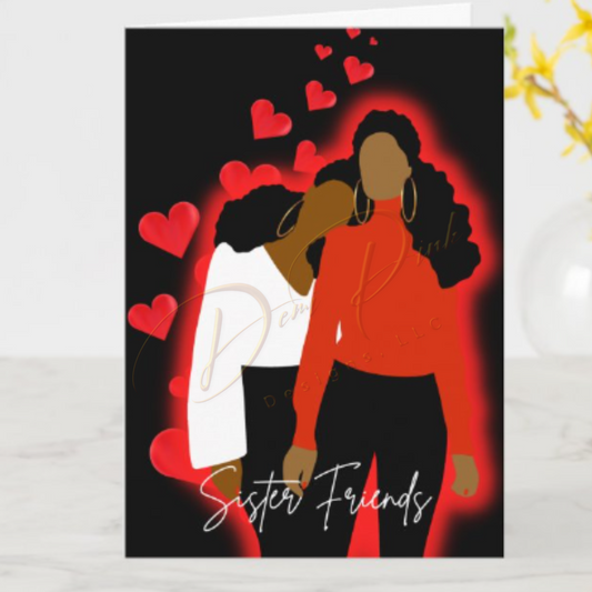 Greeting Card - Sister Friends | Red and White