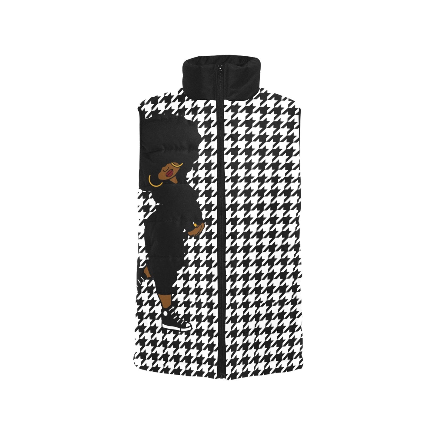 Puffer Vest - Houndstooth Black/White