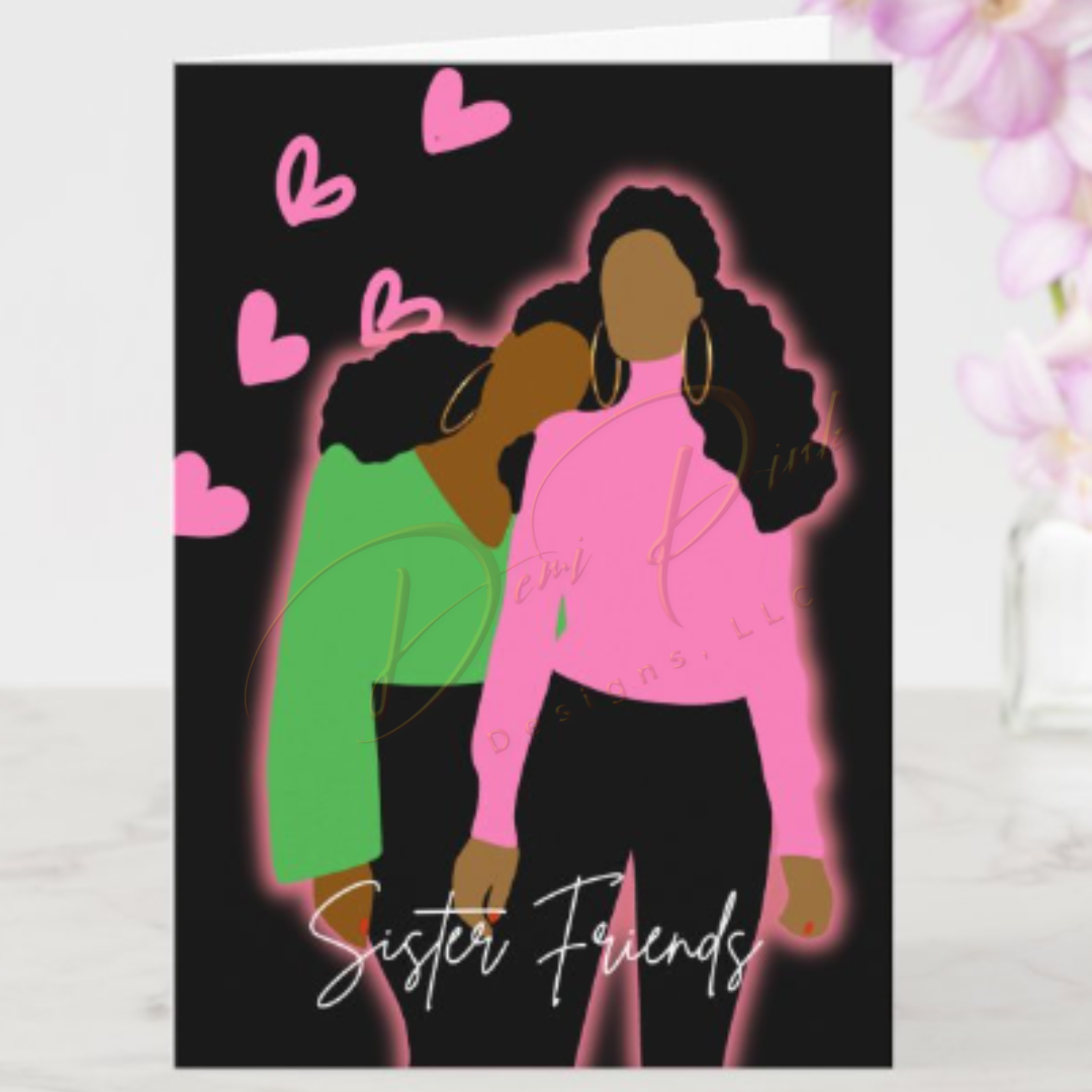 Greeting Card - Sister Friends | Pink and Green