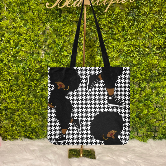 Reusable Shopping Bag - Houndstooth Black Sneaker