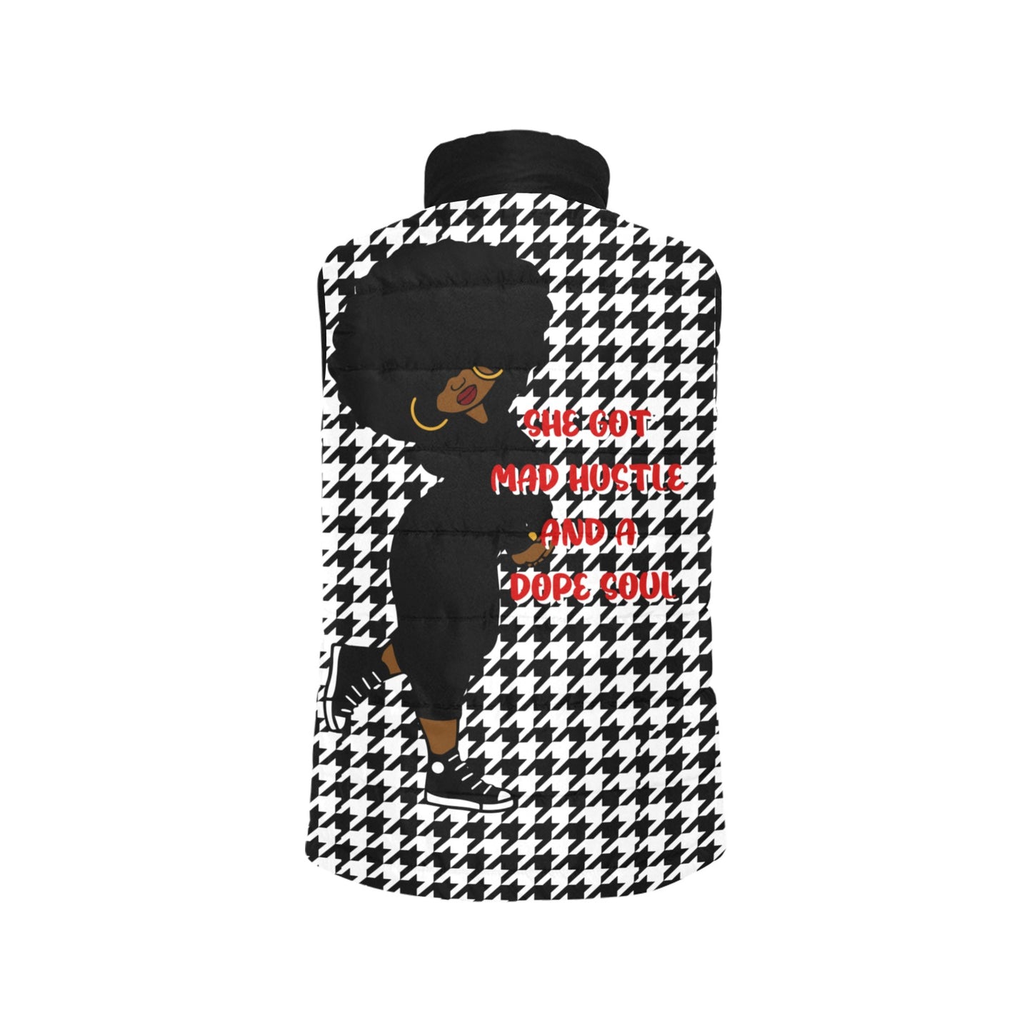 Puffer Vest - Houndstooth Black/White