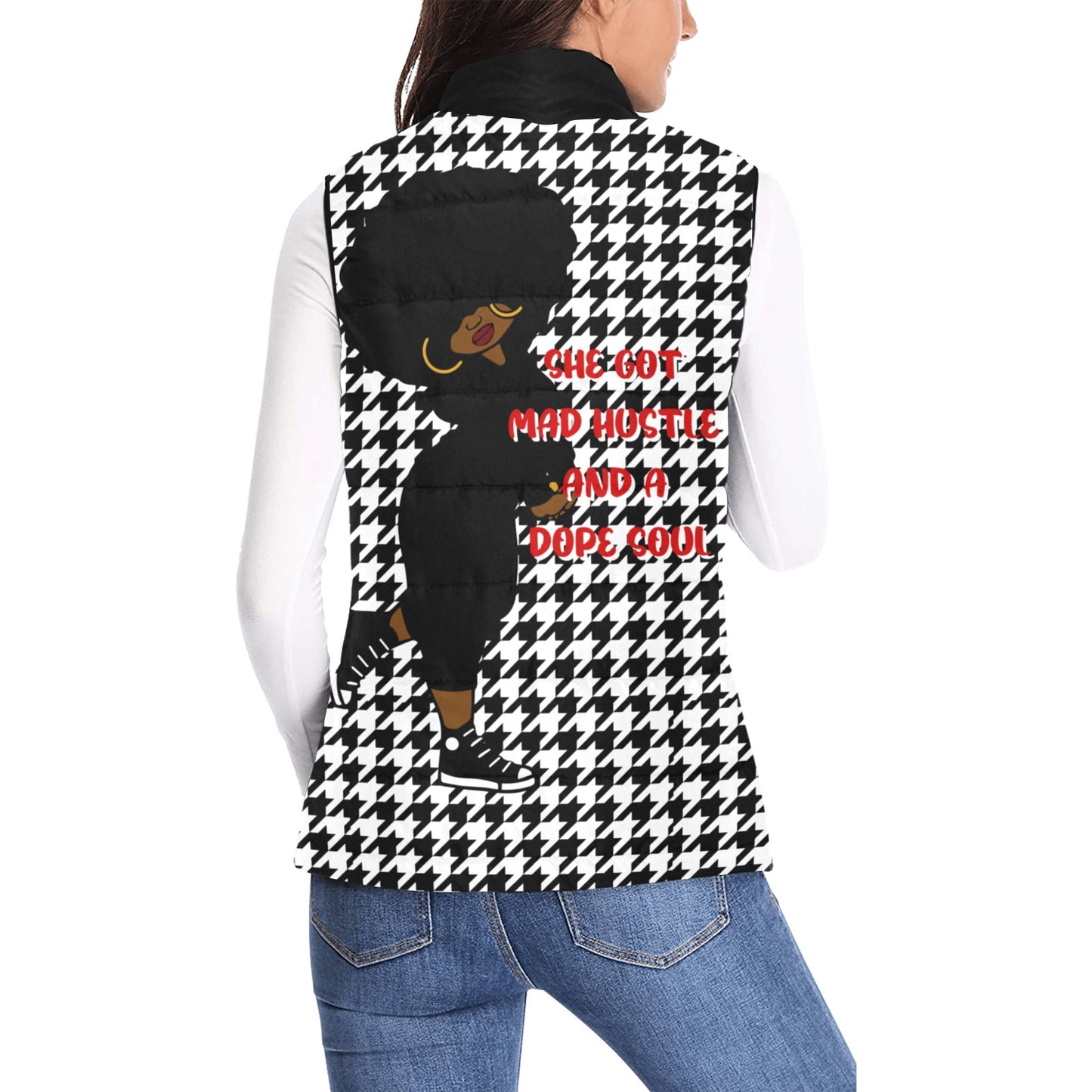 Puffer Vest - Houndstooth Black/White