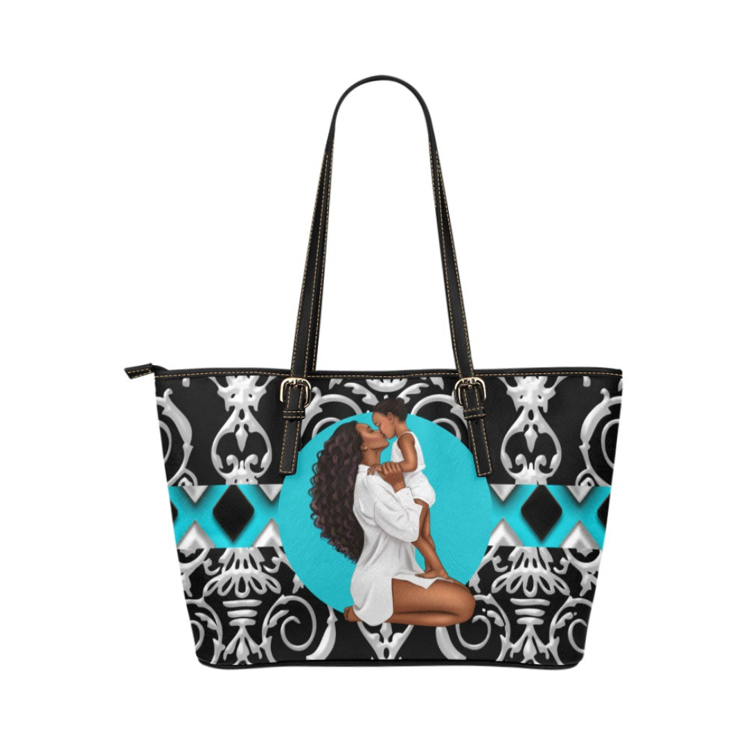 Tote - Mom and Me - Turquoise and  Black